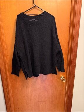 Cozy Black Textured Pullover Sweater